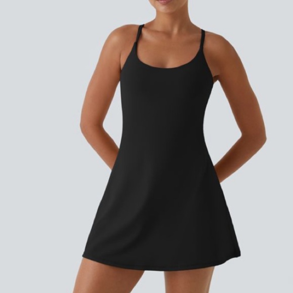 True black athletic dress with shorts like Athleta like new.